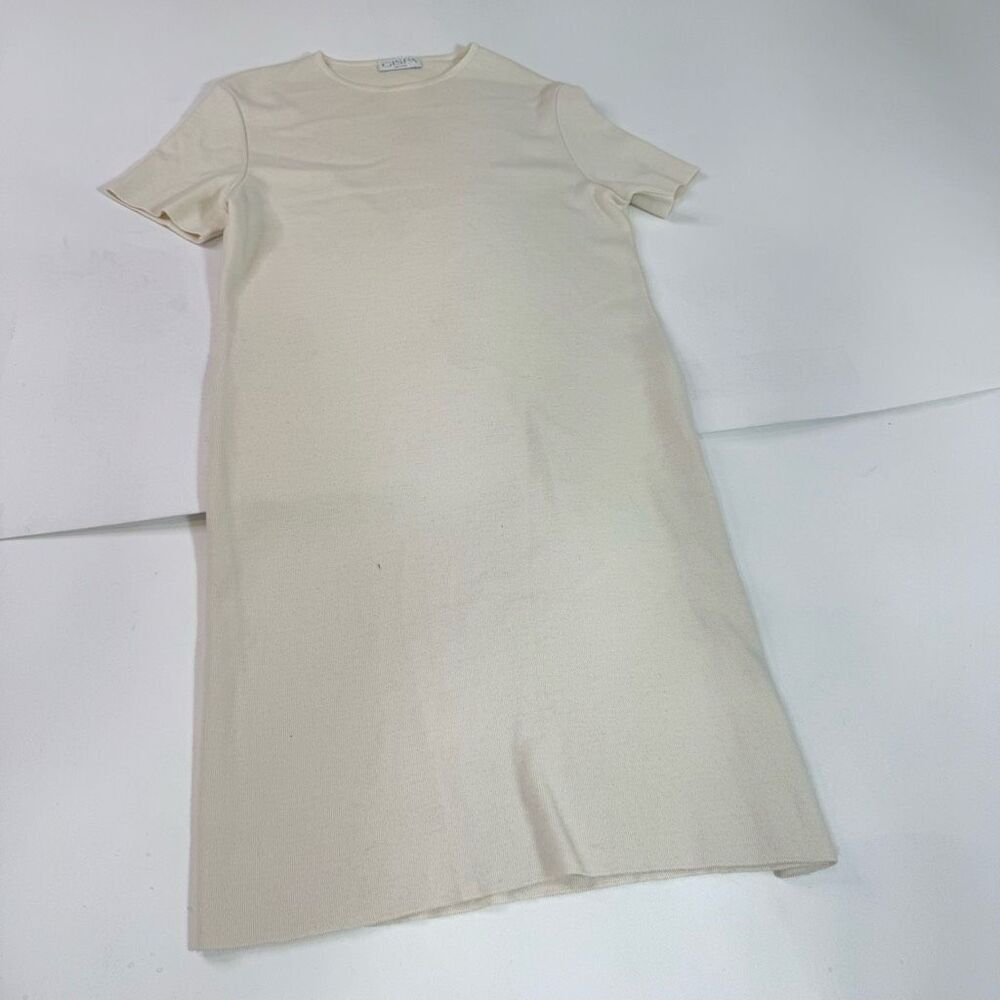 GISPA Dress‎ Womens Medium Cream Knit Wool Crewneck Classic Neutral Minimalist